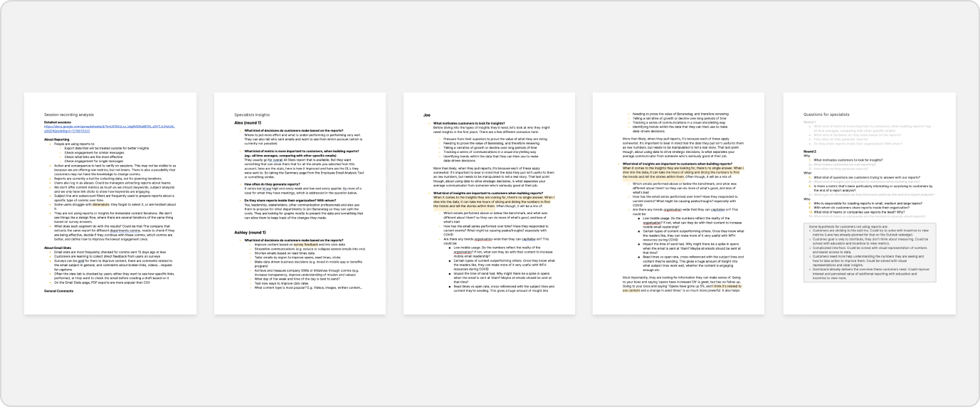 Notes from discovery calls.